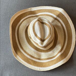 Nine West Tan and White Woven Hat